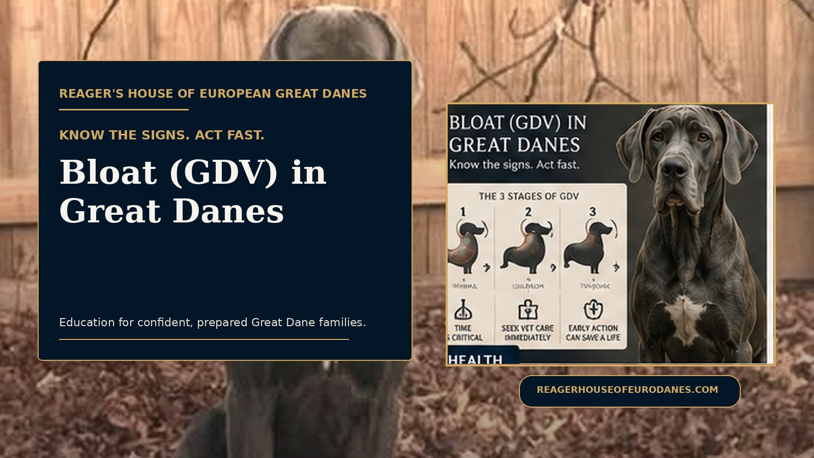 Educational Great Dane bloat and GDV emergency awareness visual